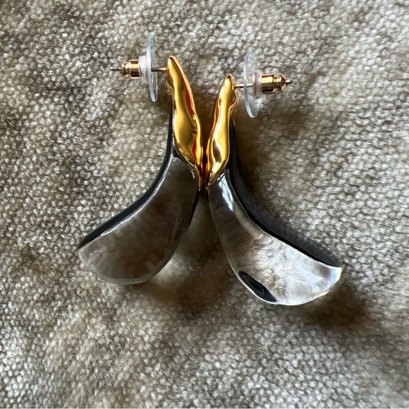 Alexis Bittar Luminous Lucite Arched Large Post Earring Sweet Melon Gold💖NWt - Picture 8 of 10